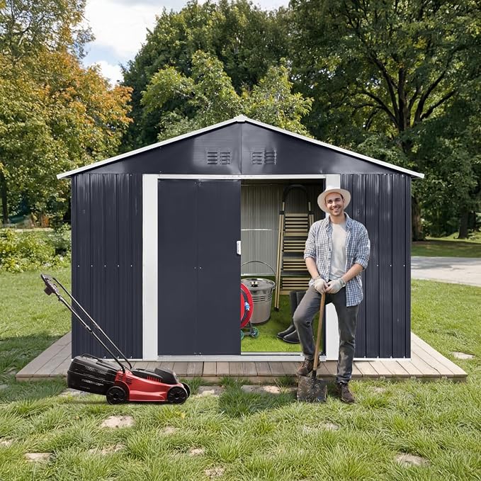 9 x 8.5 Ft Outdoor Storage Shed, Heavy-Duty Metal Shed - Image 7