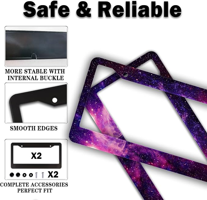 License Plate Frames Multicolor License Plate Cover Beautiful Galaxy Space - Image 4