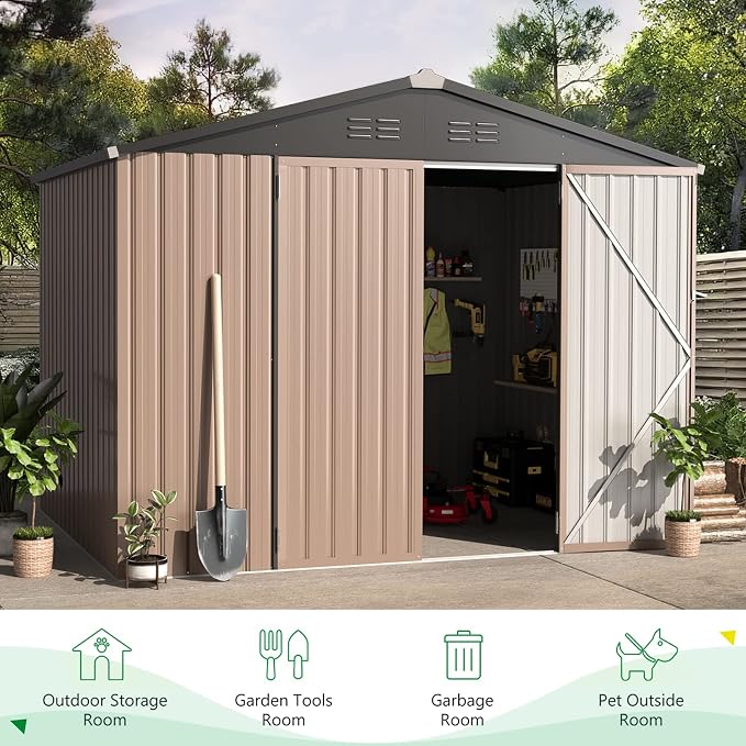 U-MAX 8x6 Storage Sheds & Outdoor Storage, Small Outdoor Storage Garden Outside - Image 4