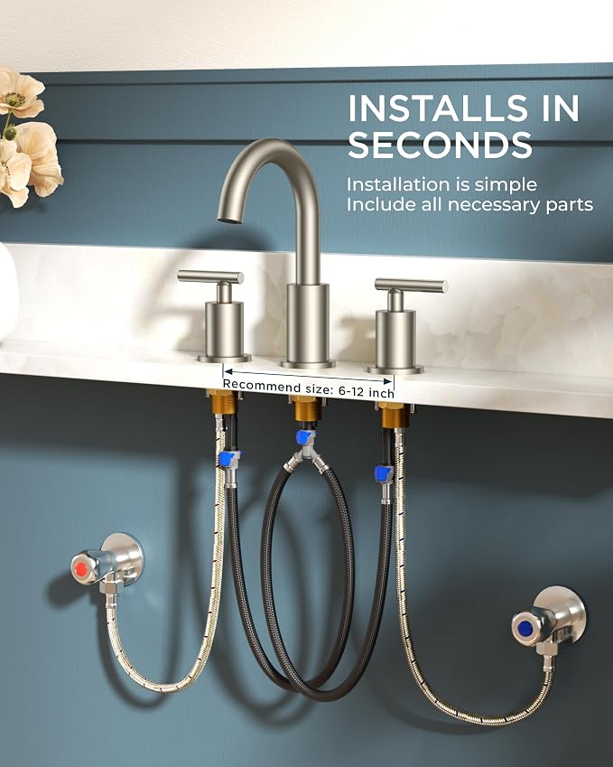 FORIOUS 8 In Widespread Brushed Nickel Bathroom Faucet 3 Hole - Image 9