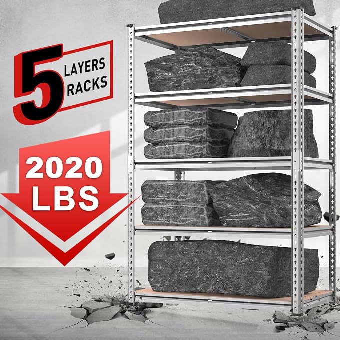 REIBII 2020LBS Garage Shelving Heavy Duty Metal Shelving 5 Tier Storage Shelves - Image 4