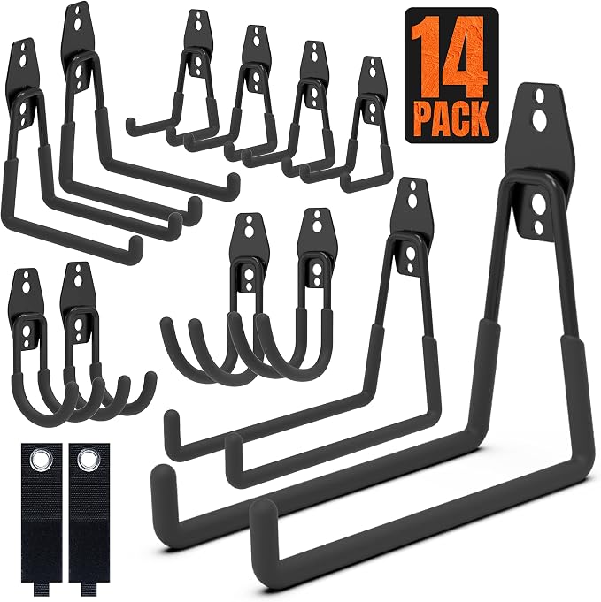 HUHOLE 14PC Garage Hooks Heavy Duty, Utility Garage Storage Hooks, Wall Mount by HUHOLE