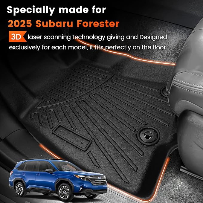KMF Custom Fit Floor Mats for Subaru Forester 2025 Accessories, All Weather - Image 2