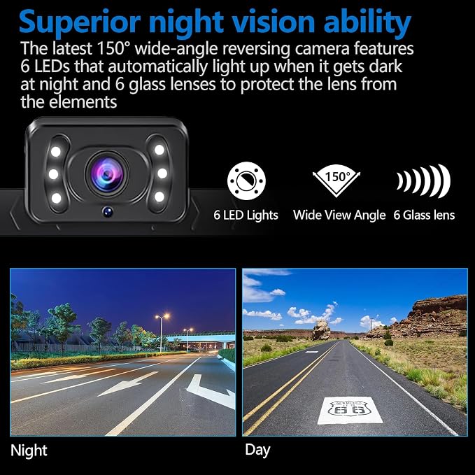 7inch Monitor with IP69 Waterproof Night Vision Backup Camera Easy to Install - Image 3