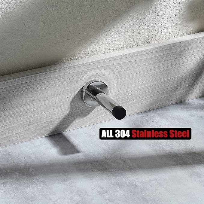 JQK Door Stopper Chrome, 304 Stainless Steel Thicken 1mm Sound Dampening Door - Image 4