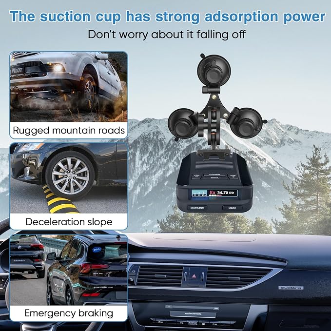 Radar Detector Mount, Triangular Suction Cup Mount, Windshield Radar Detector - Image 6