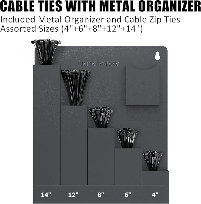 UNITEDPOWER Cable Tie Holder, Wall Mount Storage Rack Organizer - Image 2