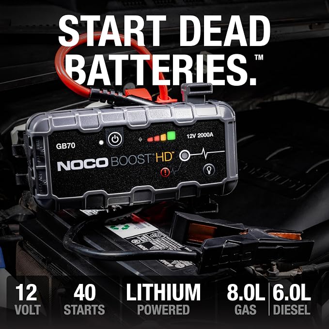 NOCO Boost GB70: 2000A UltraSafe Jump Starter – 12V Lithium Battery Booster Pack - Image 2