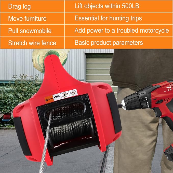 Portable Drill Winch, Rotate The Hook 360 Degrees, Stretched Wire Fence - Image 6