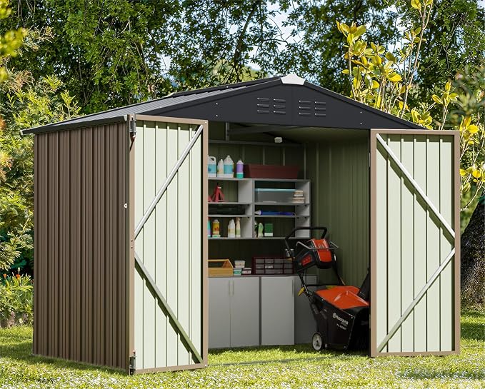 Greesum Outdoor Storage Shed 6 x 8 ft. Utility Tool Shed Metal Storage Garden by BuynowfromGreesum