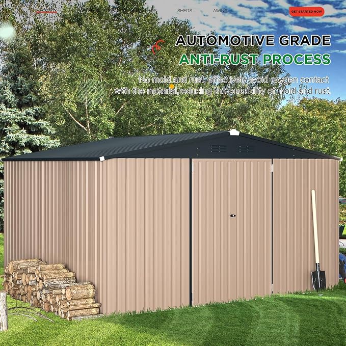 AECOJOY 12' x 10' Outdoor Storage Shed, Large 10x12 Metal Sheds & Outdoor - Image 6