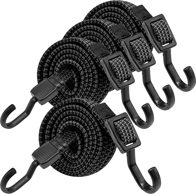 Bungee Cords with Hooks Heavy Duty, Flat Adjustable Bungee Cords with Hooks 32 by Rugtol