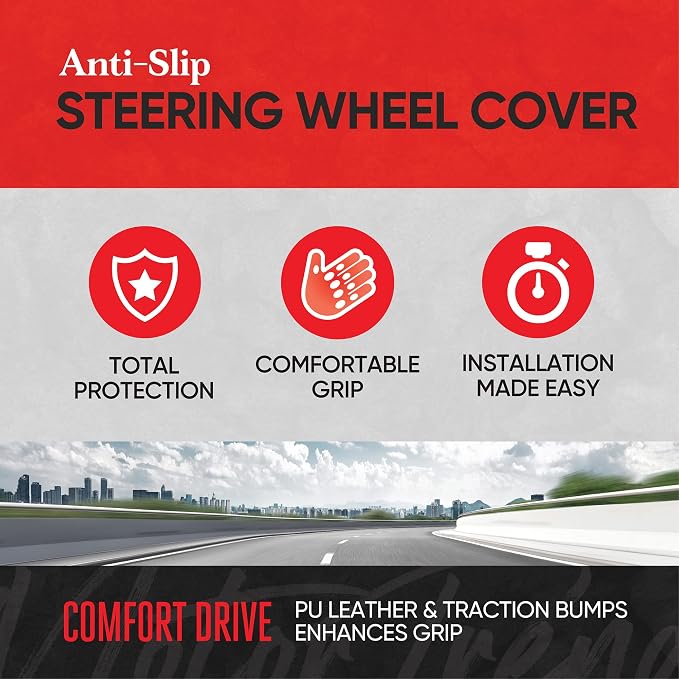 Motor Trend UltraSport Beige Carbon Fiber Steering Wheel Cover, Standard 15 - Image 2