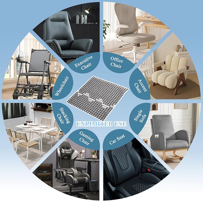 HOMREST Cooling Seat Cushion for Back Pain 17x17 Ceramic Bead Massage Seat Pad - Image 2