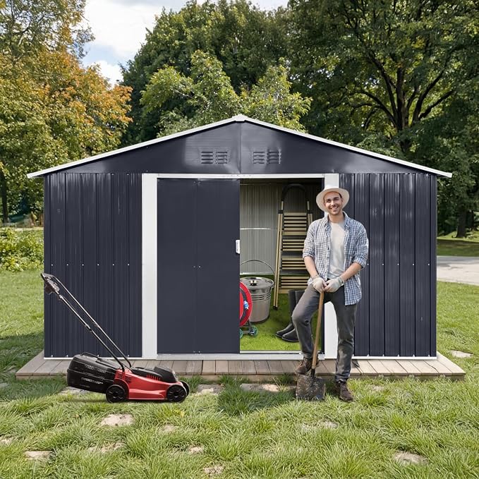 11.2' x 10.6' XL Outdoor Storage Shed, Sturdy Metal Building w/Windows & - Image 2