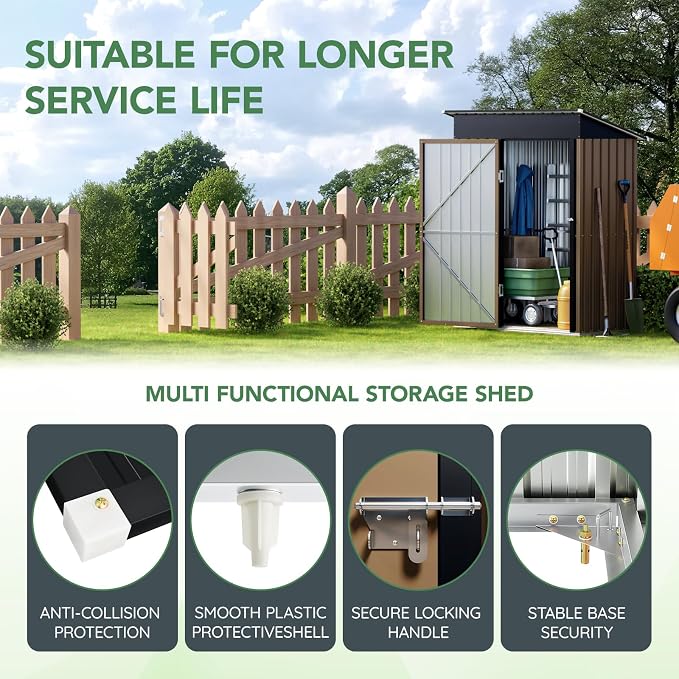 5X3FT Outdoor Steel Storage Shed - Image 4