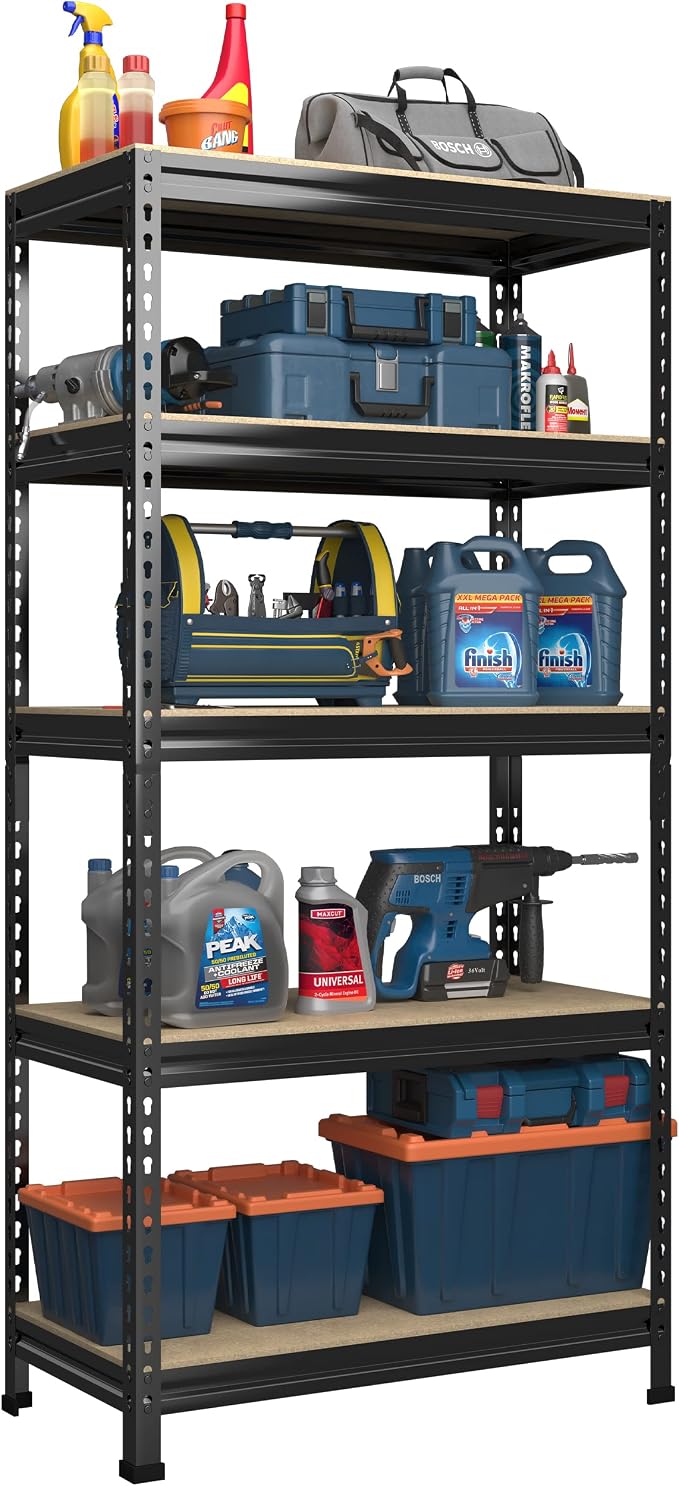 PrimeZone Storage Shelves, 27.5" W X 12" D X 59" H Adjustable Metal Heavy Duty by PrimeZone