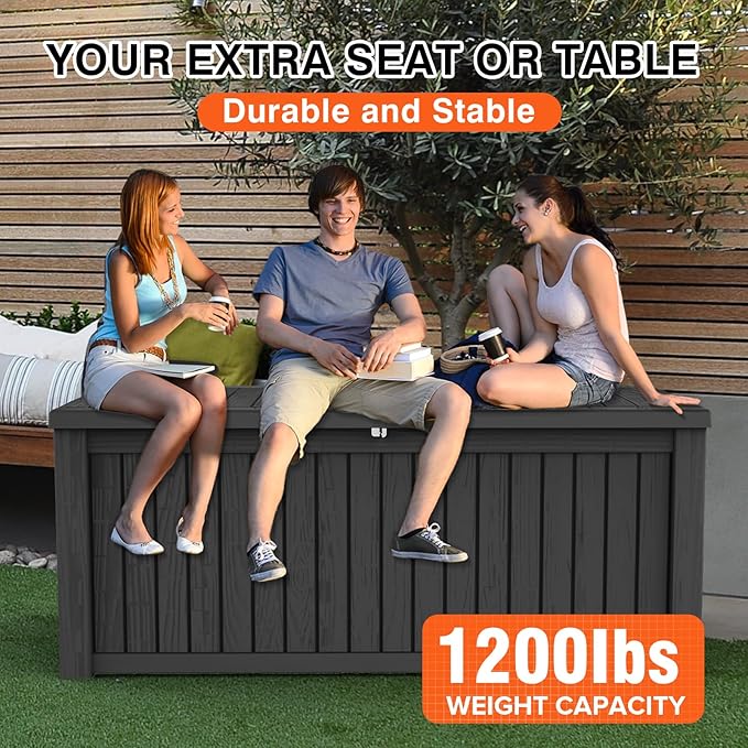 180 Gallon Resin Deck Box, Waterproof Outdoor Storage Bin - Image 6