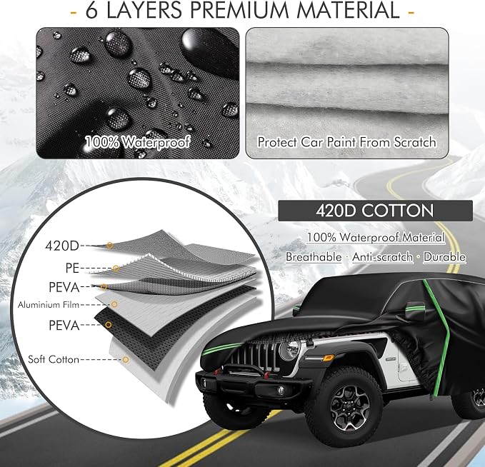 for 1987-2006 Jeep Wrangler 2 Doors 420D Cover Outdoor Waterproof UV Protection - Image 2