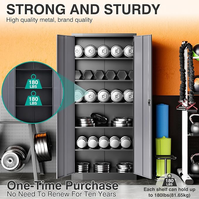 SISESOL Wide & Deep Metal Storage Cabinet - Image 3