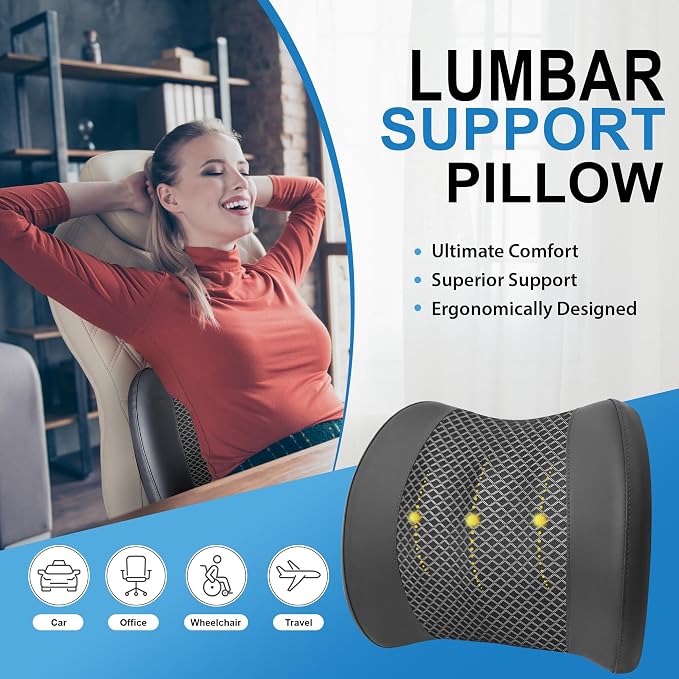 Memory Foam Lumbar Cushion Provides Lower Back Pain Relief and Comfortable - Image 2
