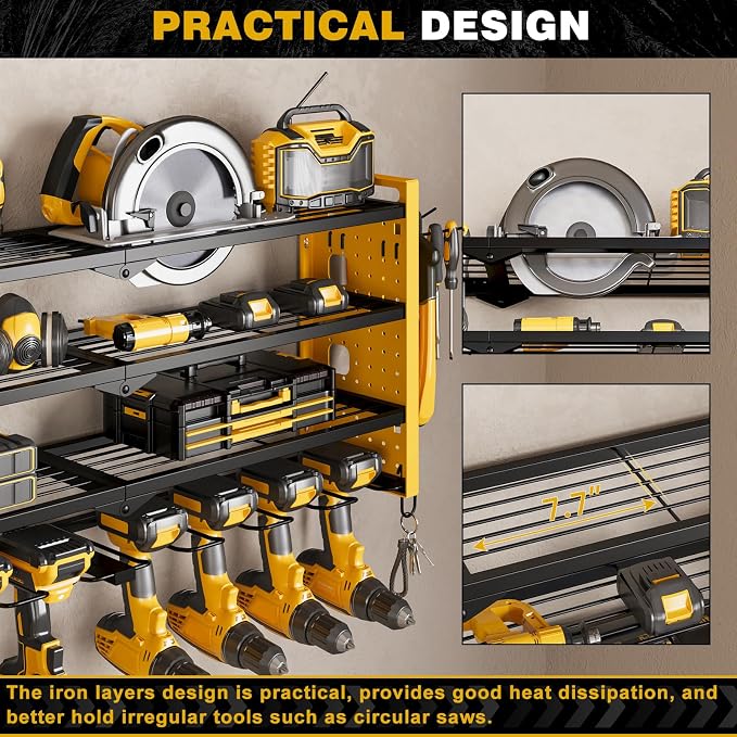 Power Tool Organizer Wall Mount, Cordless Drill Organizer, 4 Layers Large - Image 5