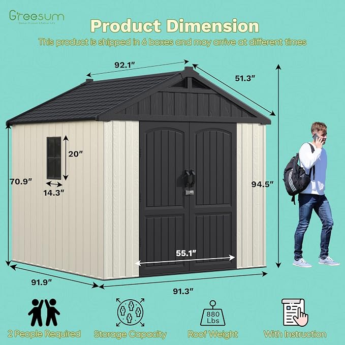 Greesum 8×8 FT Plastic Outdoor Storage Shed - Image 4
