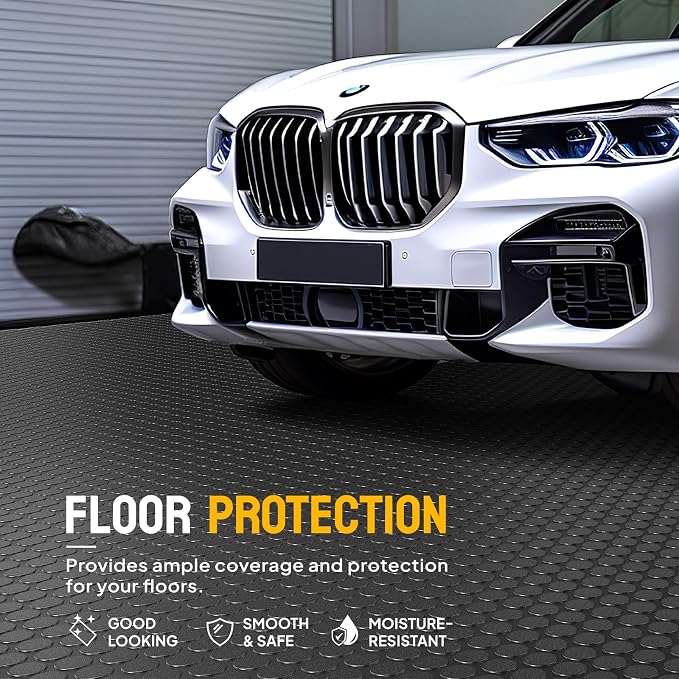 TUFFIOM 7.5 x 17 FT Garage Floor Mat, Thickened Coin Plate PVC Garage Mats - Image 2