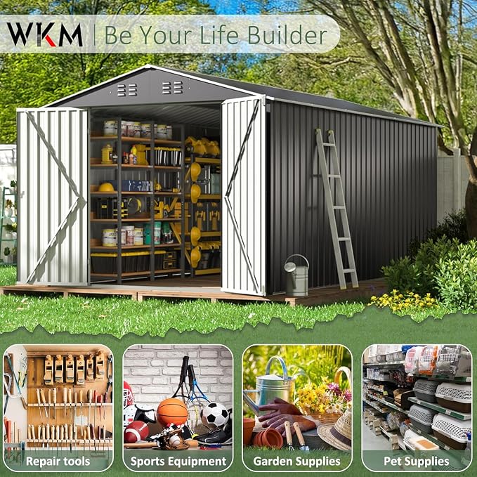 WKM 8X12 FT Outdoor Storage Shed, Utility Metal Tool Storage - Image 5