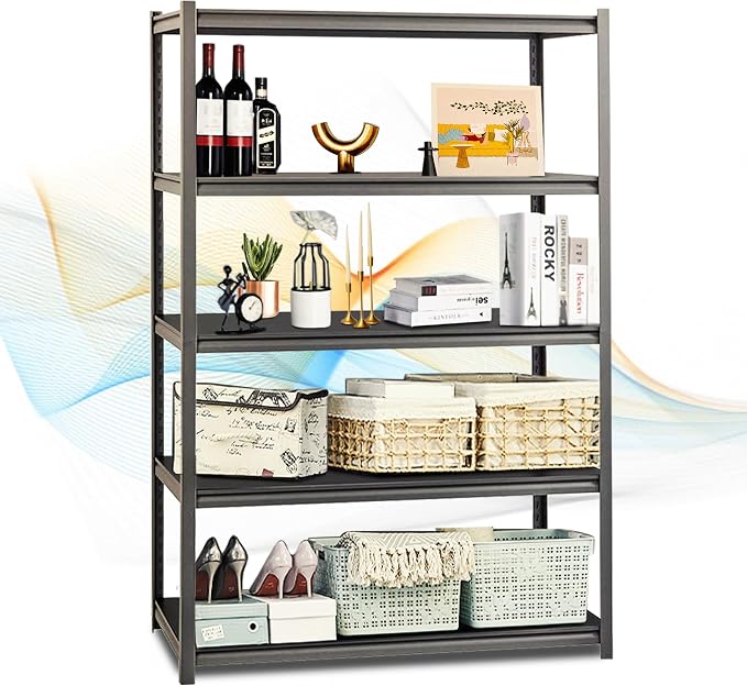 Rigma 5 Tier Garage Shelf, Heavy Duty Steel Shelving Unit, Adjustable Metal by Rigma