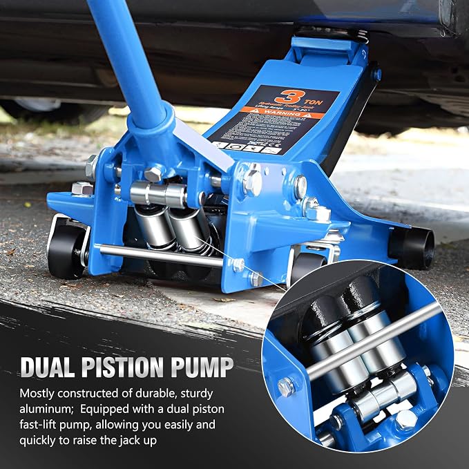 DNA MOTORING Low Profile Hydraulic Trolley Service/Floor Jack, 3 Ton Capacity - Image 3