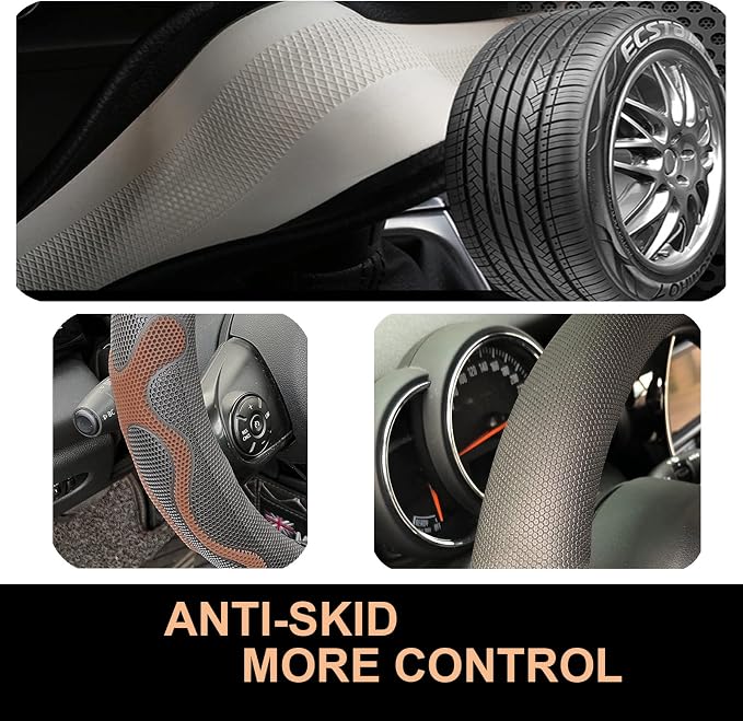 PINCTROT Comfy Grip Steering Wheel Cover, Anti-Slip Design, Universal 14.5-15 - Image 5