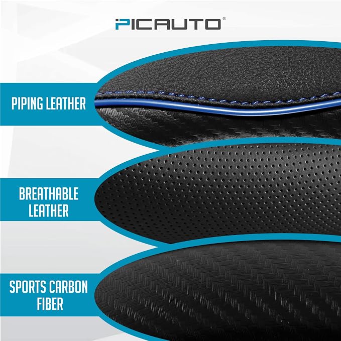 PIC AUTO Steering Wheel Cover, Sports Carbon Fiber and Super Breathable Leather - Image 3