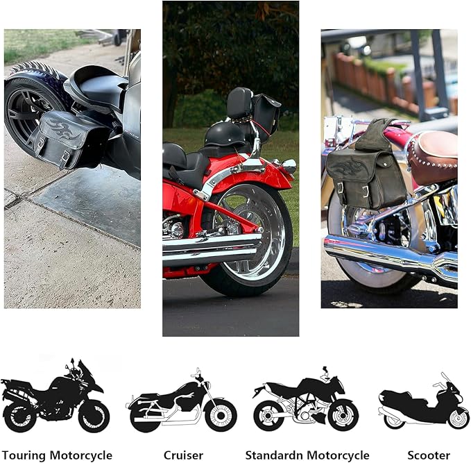 GARGOYLE BELLS Motorcycle Saddle Bags Leather Motorcycle Luggage Bag - Image 4