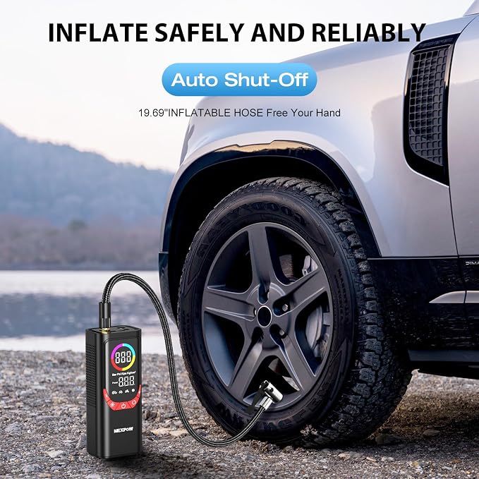 NEXPOW NP17 Portable Air Compressor, 150 PSI Digital Tire Inflator, Fast - Image 3