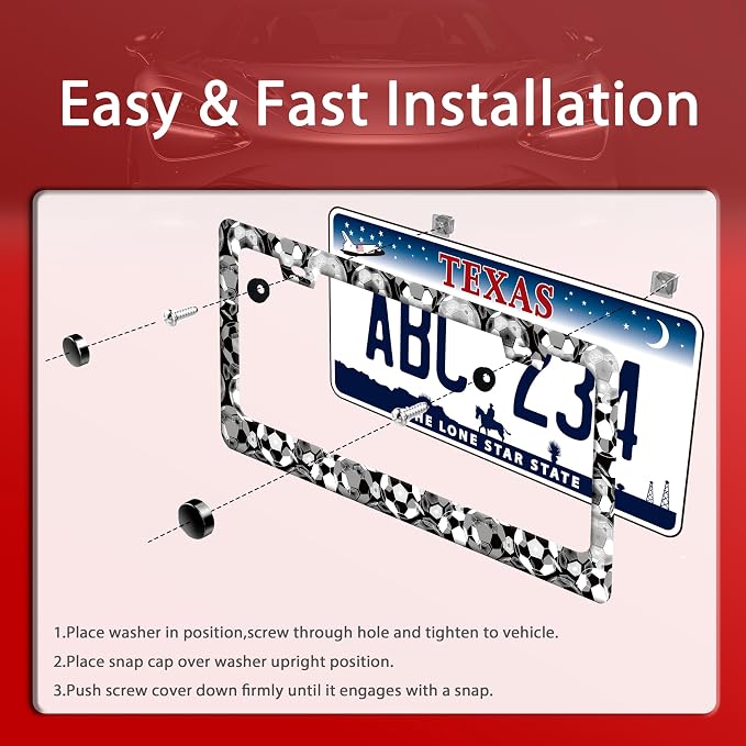 Personalise Soccer Ball Pattern License Plate Frame Funny License Plate Auto - Image 3