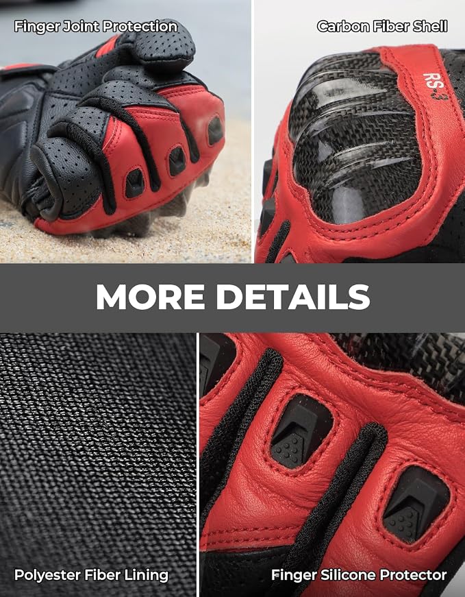 KEMIMOTO Sheepskin Leather Motorcycle Gloves - Image 3