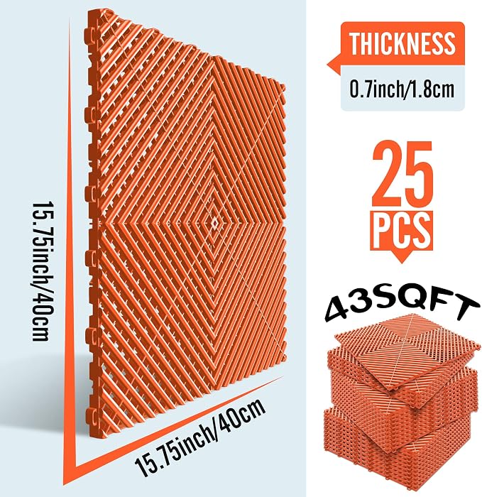 15.7"x15.7" Garage Flooring Tiles, Non-Slip Interlocking Plastic Garage Floor - Image 5