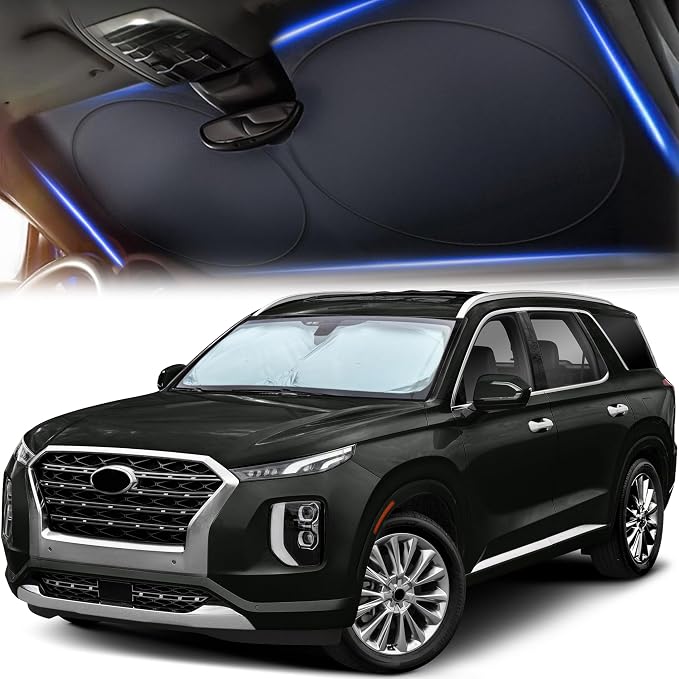 Windshield Sun Shade for Car, SUV & Truck – Patented Design Blocks 99% UV Rays by Autovir
