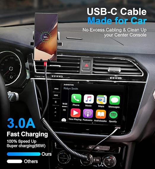 USB to USB C Cable Fast Charging 3ft, Android Auto USB Type C Charger Cord - Image 2
