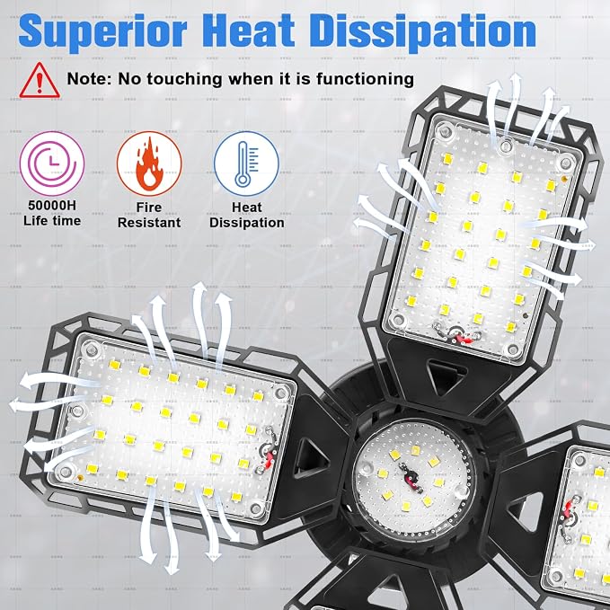 LED Garage Lights 4 Pack -120W, 12000LM 6500K Led Shop Light - Image 4