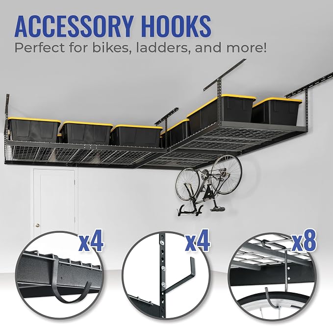 SafeRacks Heavy Duty Overhead Garage Storage Rack, 600 lb Capacity, Adjustable - Image 3