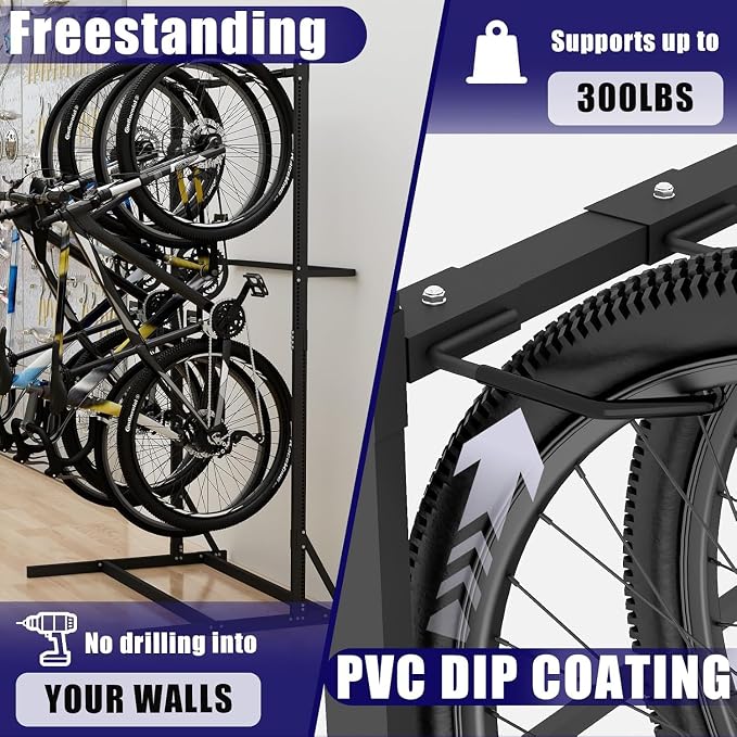 Freestanding Bike Storage Rack, Vertical Bike Holder Holds Up to 5 Bikes - Image 4