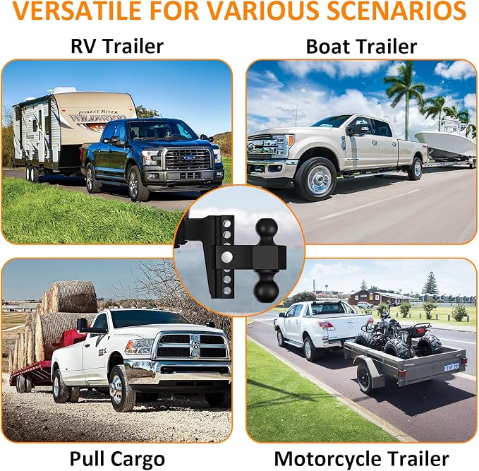 Adjustable Trailer Hitch-Drop Hitch Fits 2.5-Inch Receiver -6" Drop/Rise Tow - Image 7