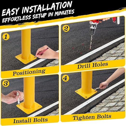 2 Pack Safety Bollard Post, 42 Inch Height 4.5 Inch Diameter Yellow Pipe Safety - Image 4