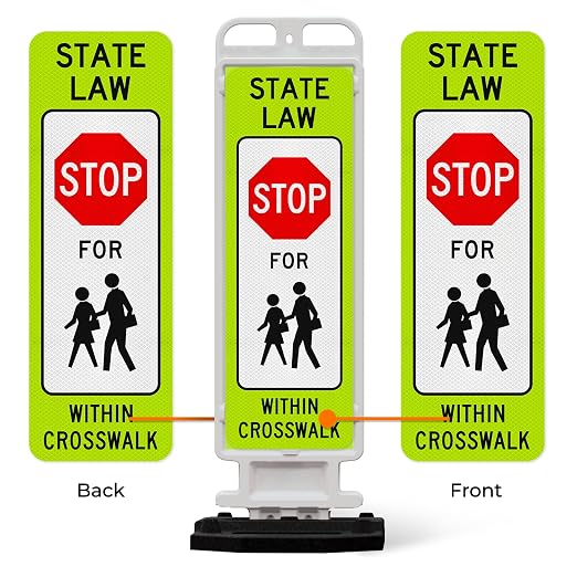 State Law Stop for Pedestrian in Crosswalk MUTCD R1-6a Sign, Double Sided 3M - Image 5