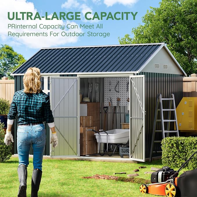 10X8FT Outdoor Steel Storage Shed - Image 8