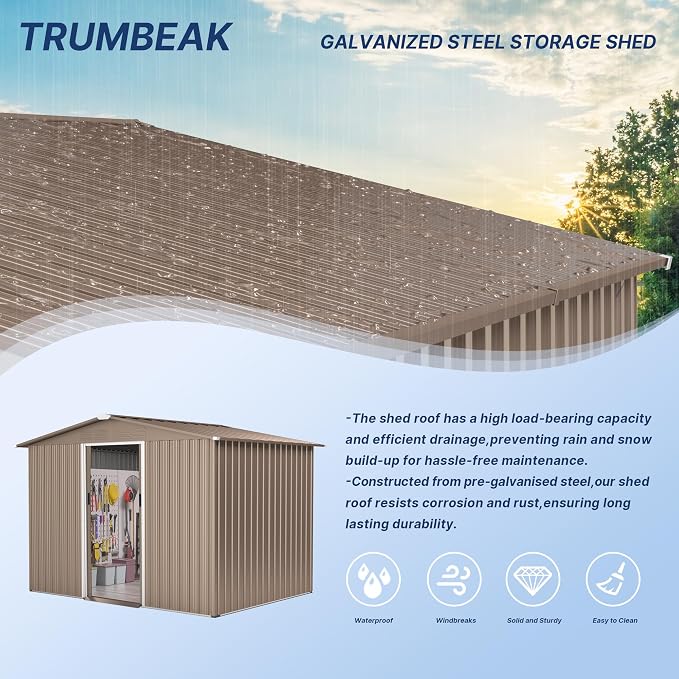 8FT x 6FT Metal Outdoor Storage Shed, Utility and Tool Shed Storage House - Image 5