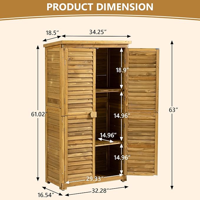 63 "H x 34.25 "L x 18.5 "W Vertical Garden Shed - Image 2