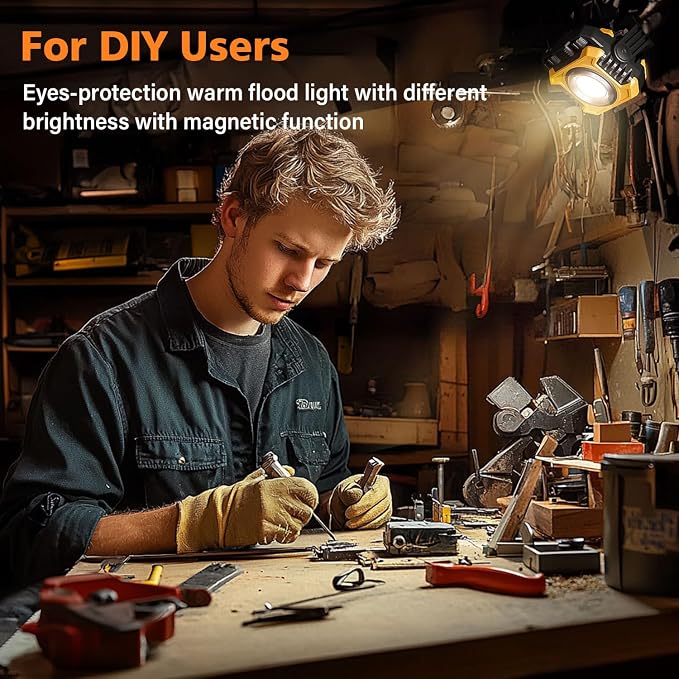 Samyoung 2 Pack 2400LM Super Bright Rechargeable Work Light, 28 Hours Long - Image 7